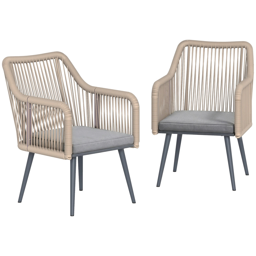 Sedia da giardino in rattan con cuscini e braccioli ¨C Minimal ¨C Grigio 54x65x80 cm