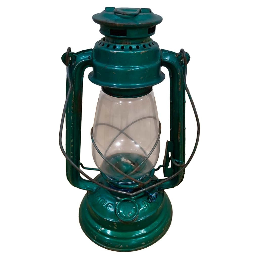 Lanterna artigianale in metallo blu 18x18x32