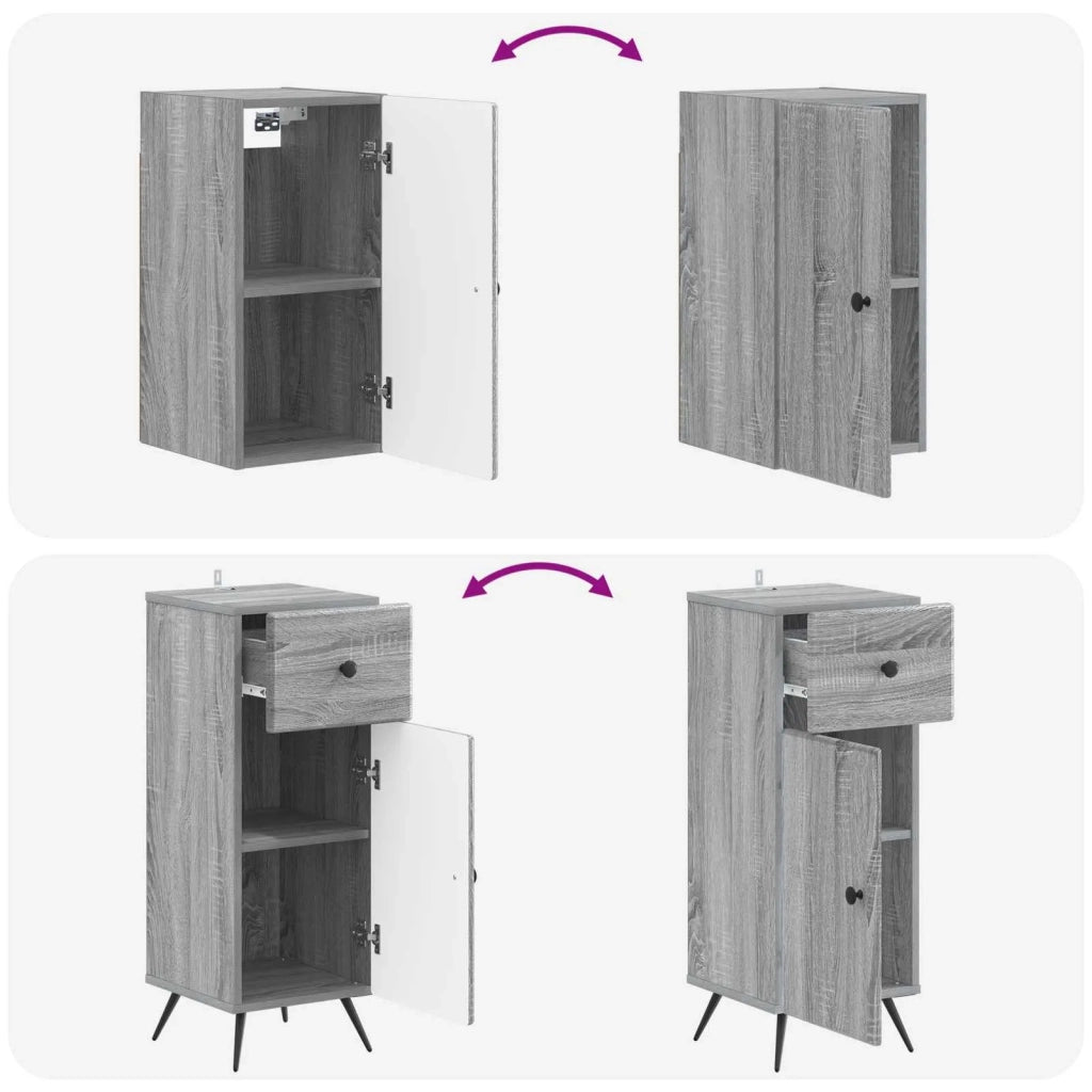 Set di Mobili da Bagno da 4 Pezzi BREDA Sonoma grigio 3417969