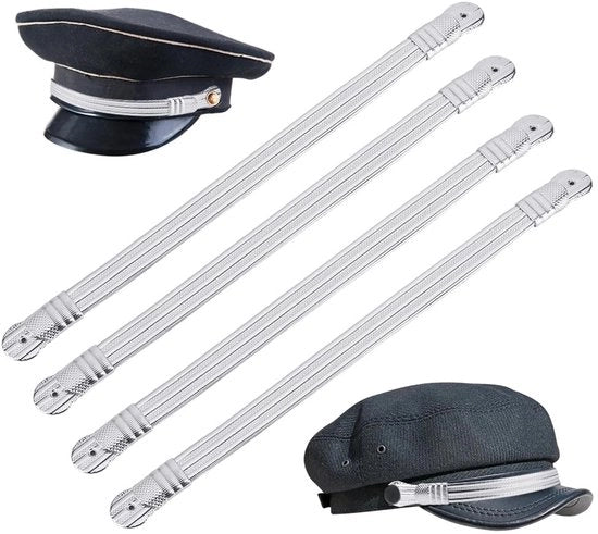 Set di Cinture per Cappello da 4 pezzi - Cinturino Adattabile - Cuoio PU Sostenibile - Per Cappelli da Cowboy/Militari - Presa Comoda - Ideale per Attività All'Aperto