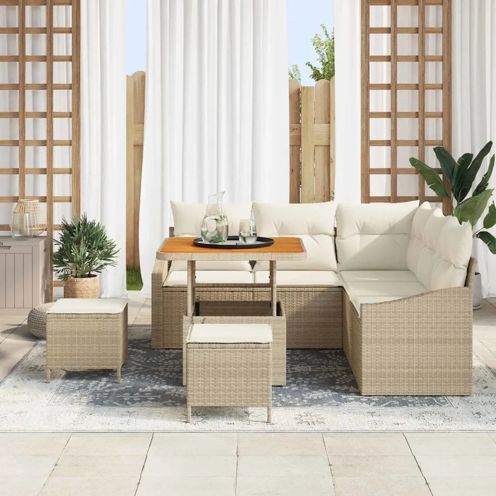 Set Divano da Giardino con cuscino 8 pcs Beige polyrattan 3362651