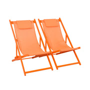 Set 2 lettini prendisole in alluminio multiposizione, arancione