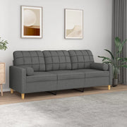 Divano a 3 Posti con Cuscini-Sofa 3 Posti con Cuscini Grigio Scuro 180 cm in Tessuto 178660