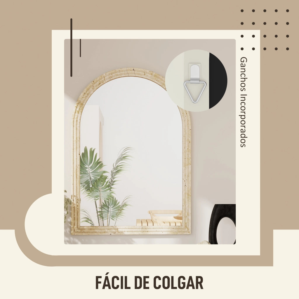 Specchio da Parete Arcuato per Bagno ¨C Minimal ¨C Beige 50x70 cm