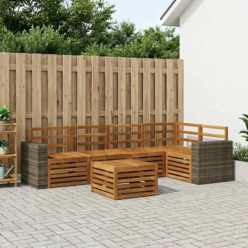 Set divano sezionale 6 pcs Naturale Legno di Acacia Massello 3384395