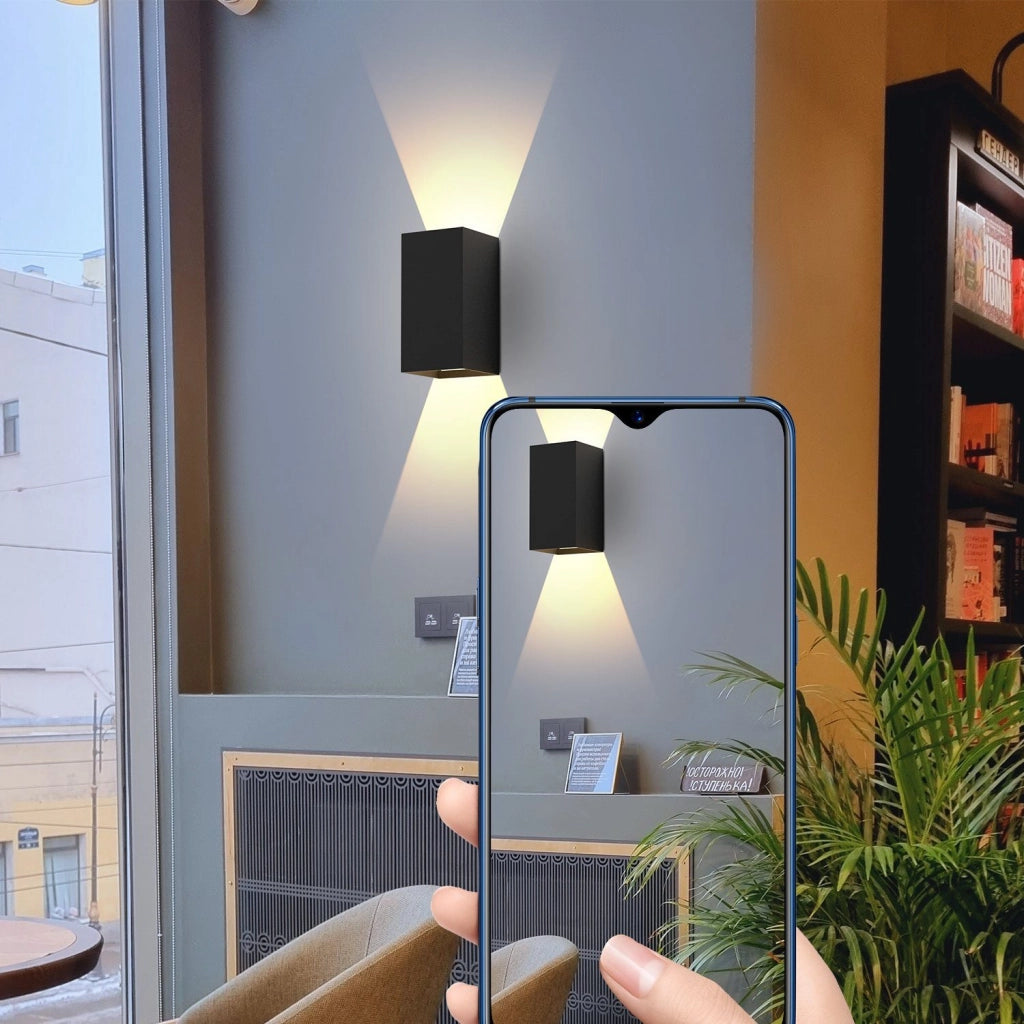 ZMH Applique a LED nera Lampada da parete moderna per esterni e camera da letto