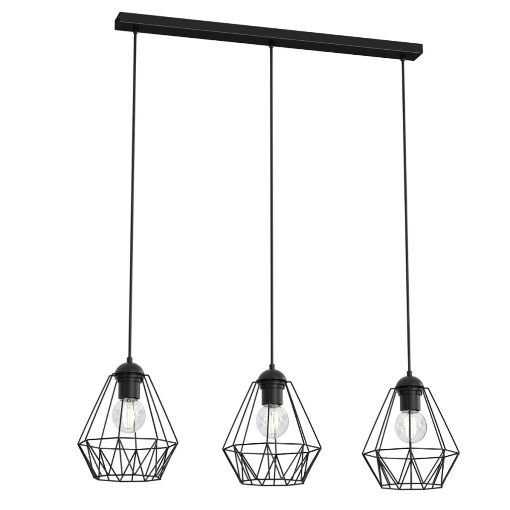 Lampada a sospensione nera Bergen Luminex 3 luci E27