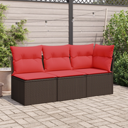 Divano da giardino senza braccioli con cuscini marrone in polyrattan 366224