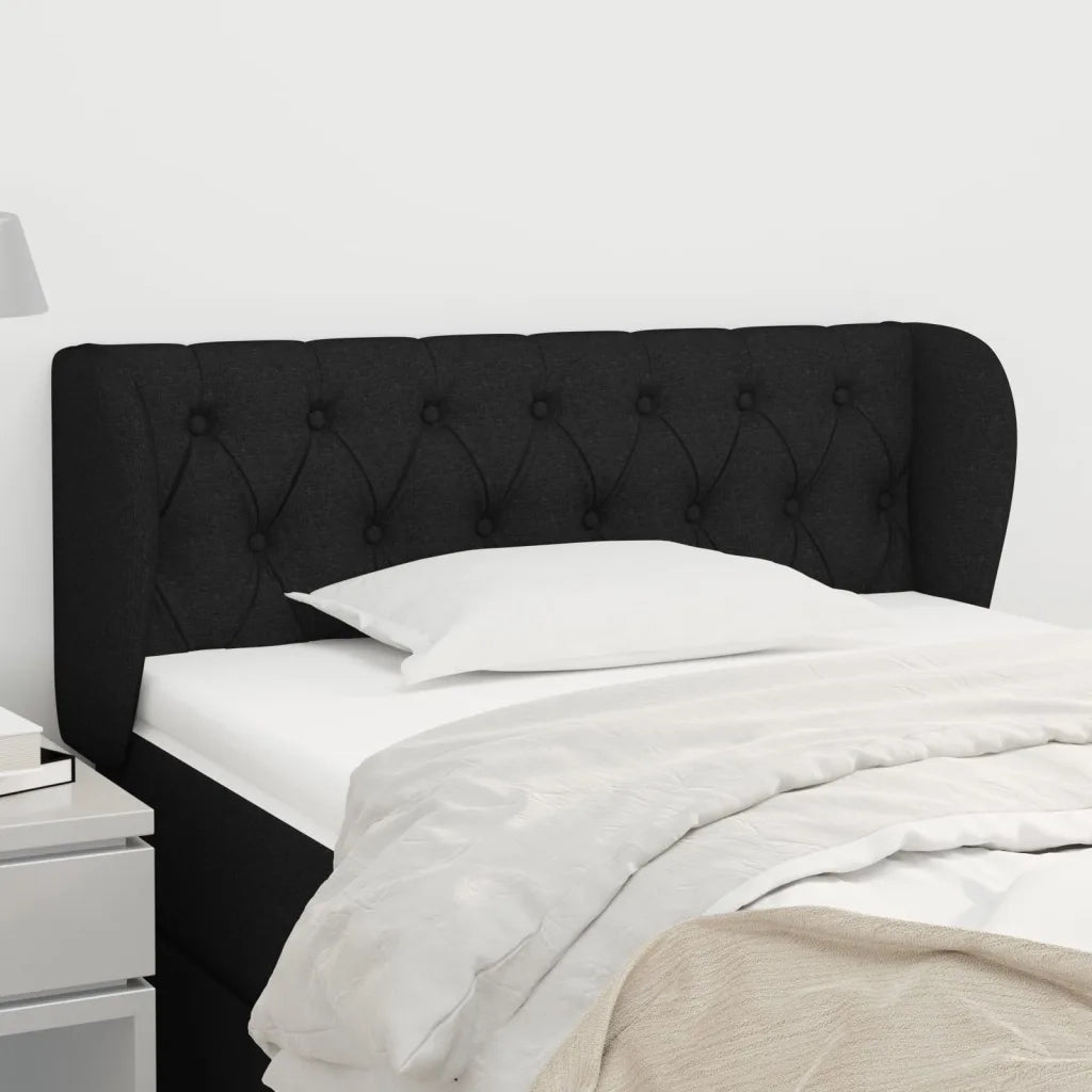 Testiera ad Orecchio-Testata con Orecchie Nera 103x23x78/88 cm in Tessuto 100656