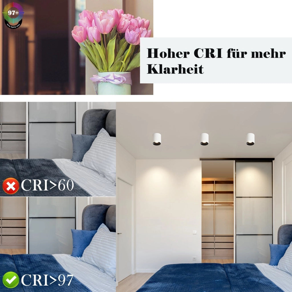 ZMH Faretto da soffitto LED da superficie 7W bianco caldo