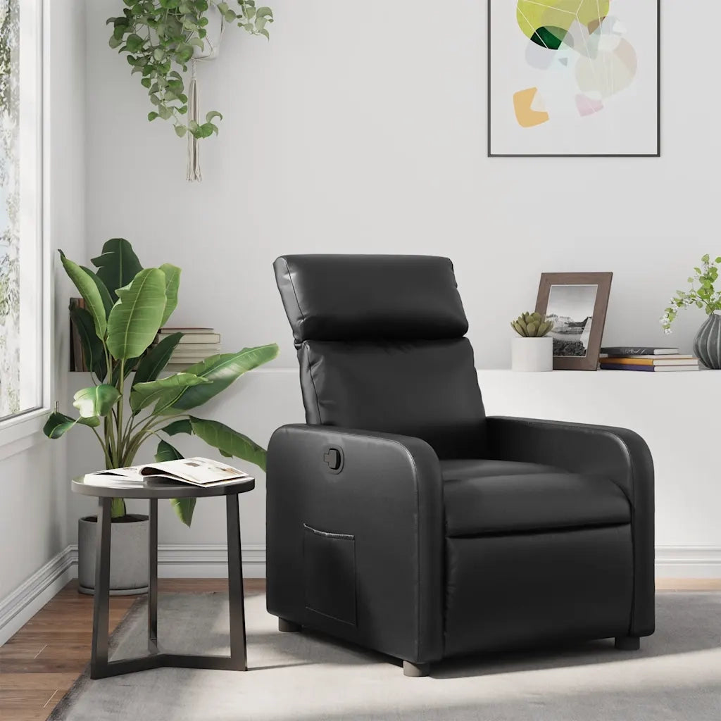 Poltrona | Sedia Relax Reclinabile Nera in Similpelle