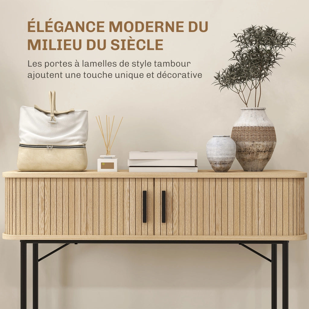Tavolo console con ante scorrevoli ¨C Minimal ¨C quercia e nero