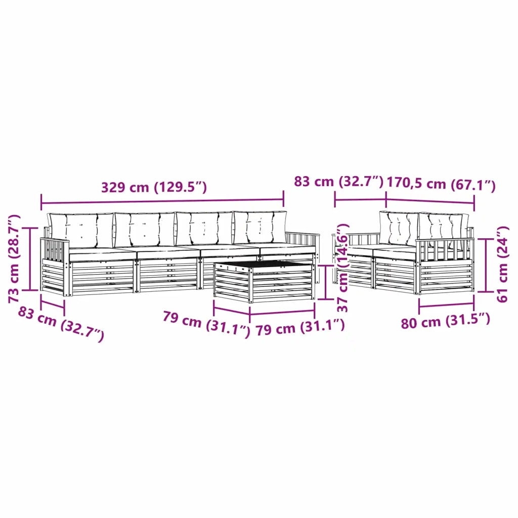 Set di divani da esterno 7 pz Bianco e Crema Poliestere 3390075