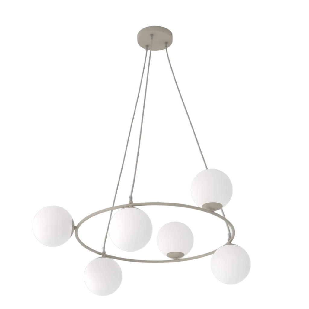 Lampada a sospensione AZURA 6xE14 beige/bianca Emibig