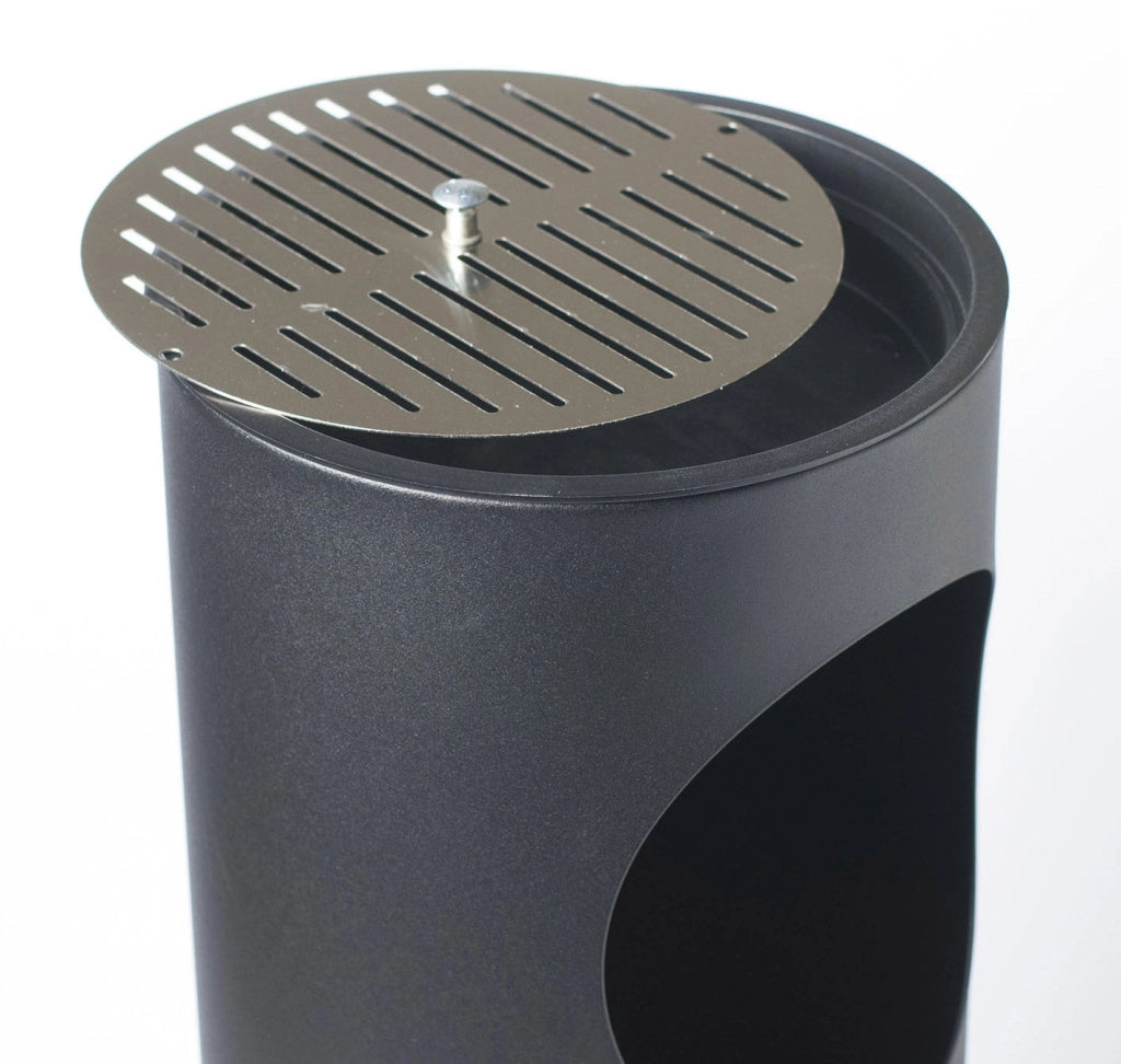 Pattumiera Gettacarte Ø24,3xh66,5 cm con Posacenere In Acciaio Verniciato Nero