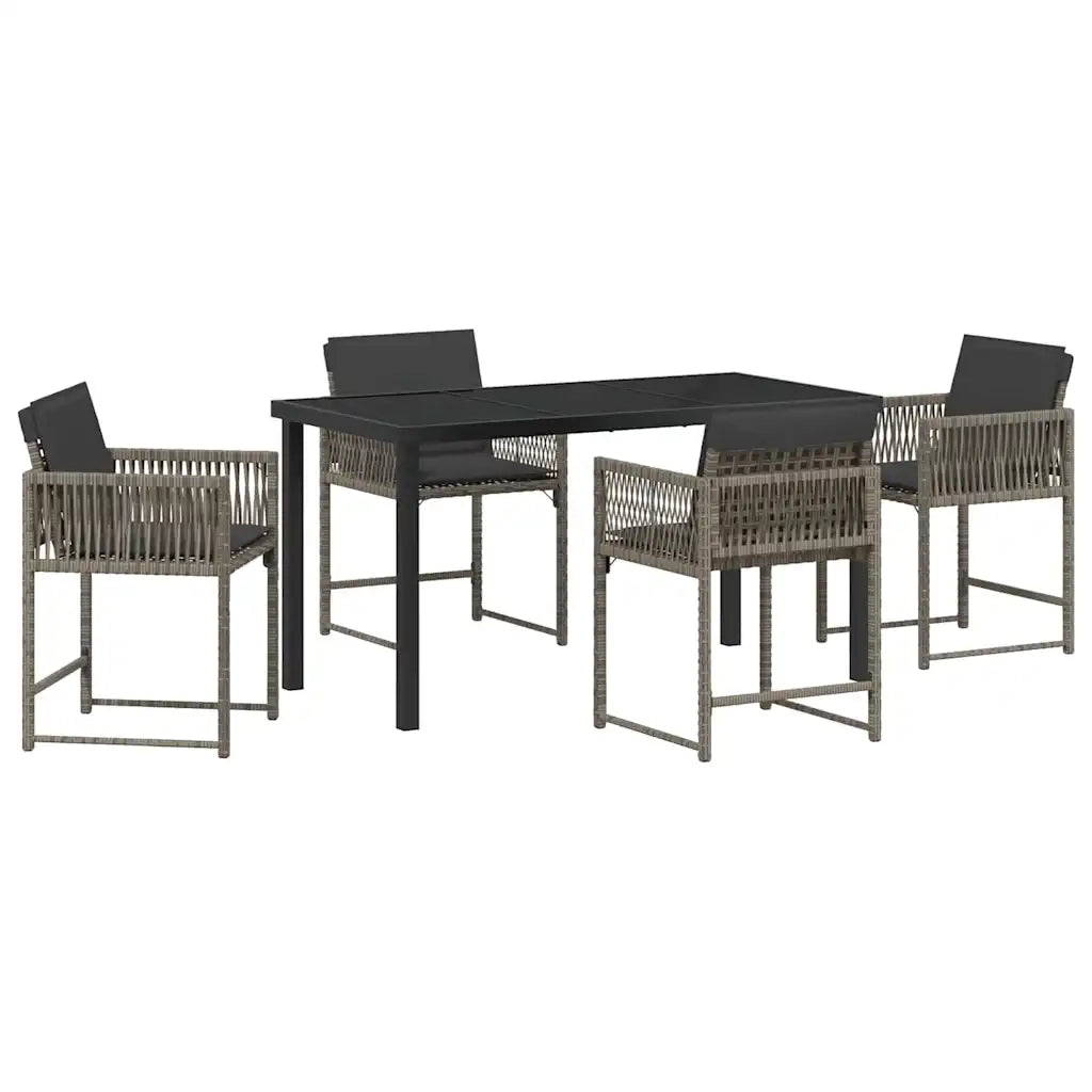 Set da Pranzo per Giardino 5 pcs Grigio polyrattan 3380750