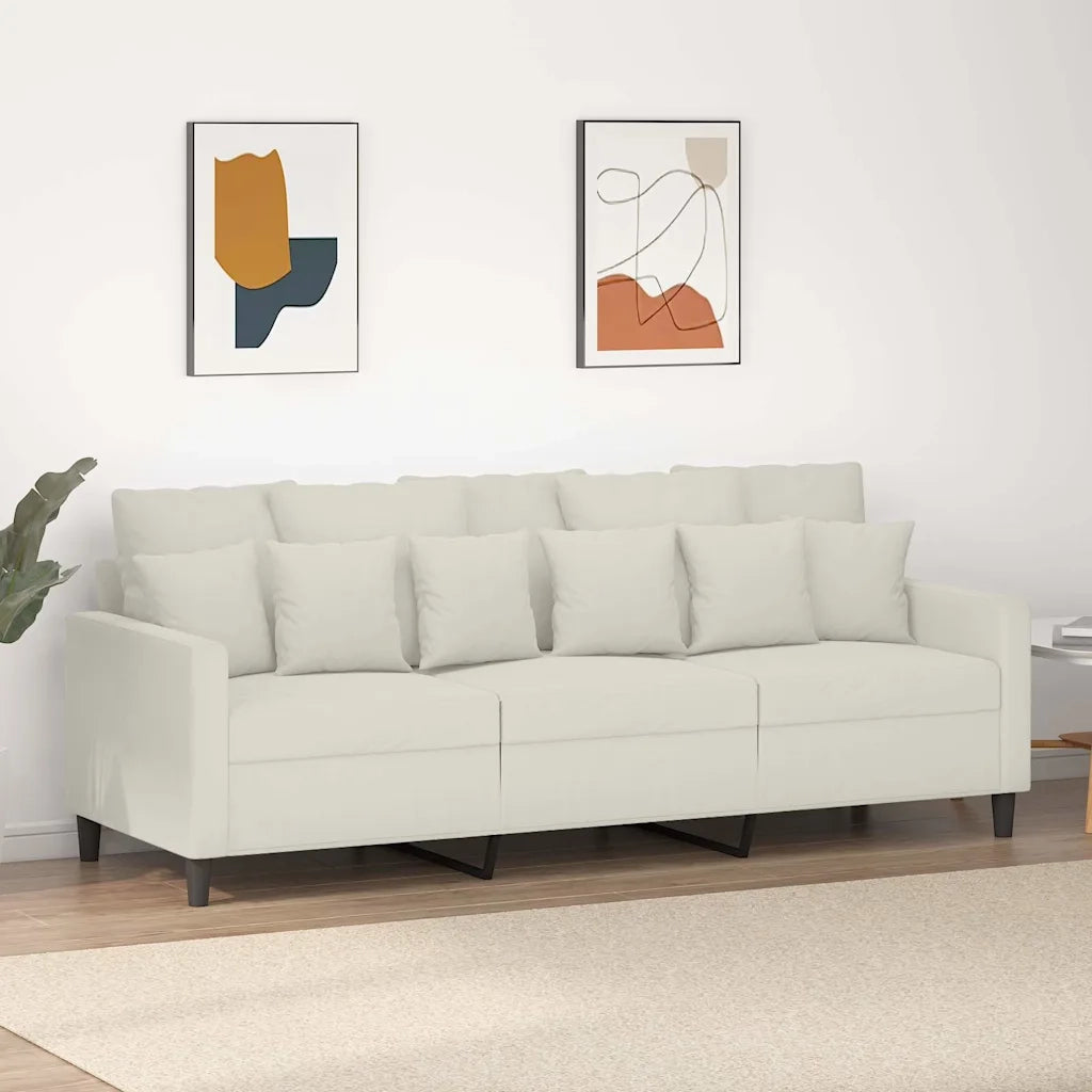 Divano a 3 Posti-Sofa 3 Posti Crema 180 cm in Velluto 284632