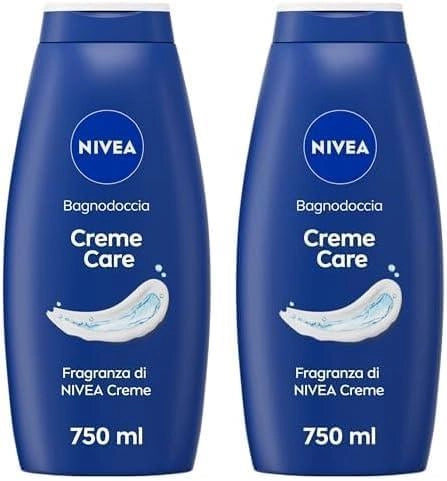 NIVEA BAGNODOCCIA CREME CARE SET DA 2 PZ BAGNOSCHIUMA NUTRIENTE + VITAMINE C E E OLI NUTRIENTI SET 750 ML