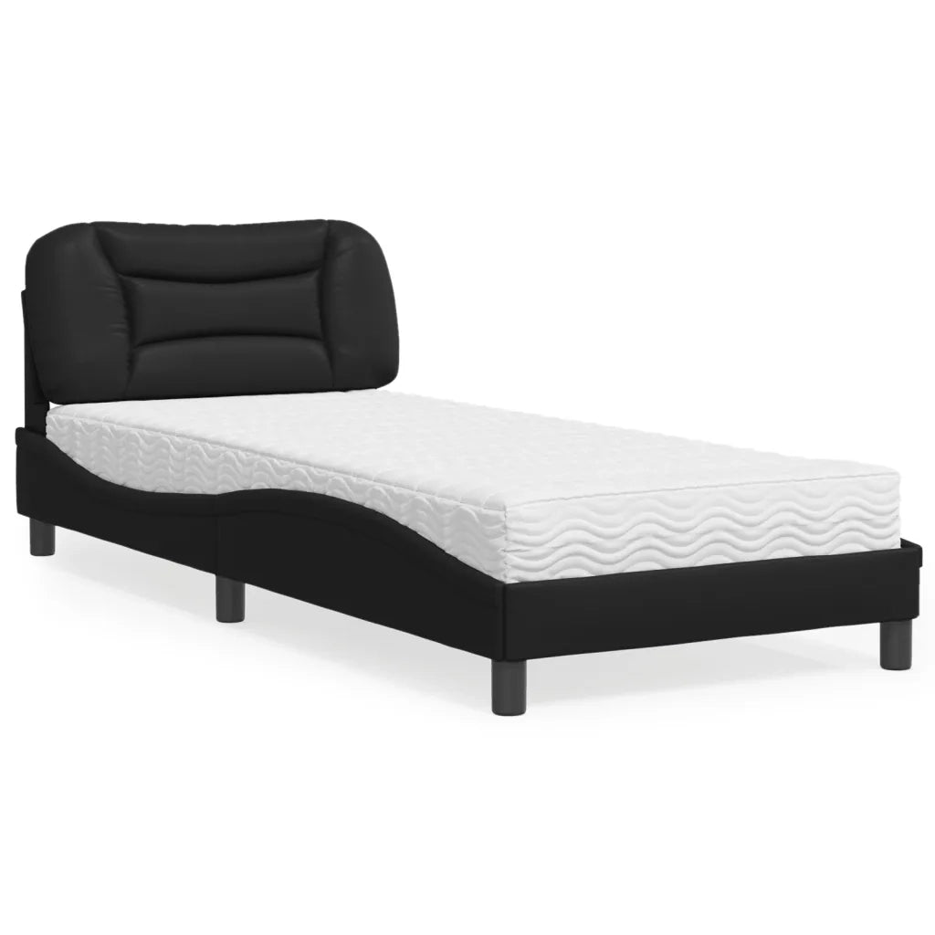 Letto con Materasso Hvar Nero 90x190 cm in Similpelle