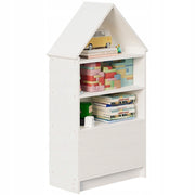 Scaffale a forma di casetta per bambini, ideale per giocattoli, bambole e libri, grande, bianco, 63 cm