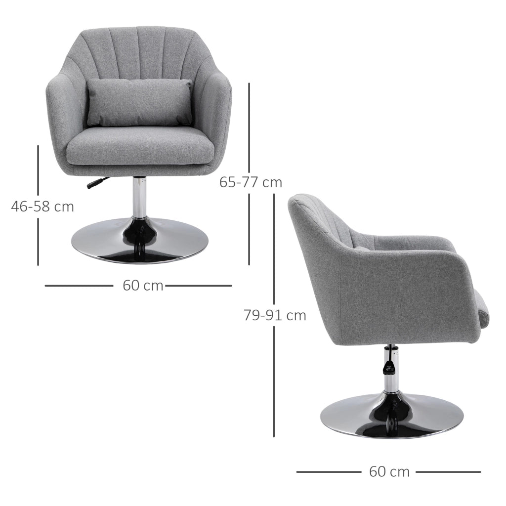 Sedia Girevole con Cuscino e Bracciolo ¨C Minimal ¨C Grigio 60x60x79-91 cm