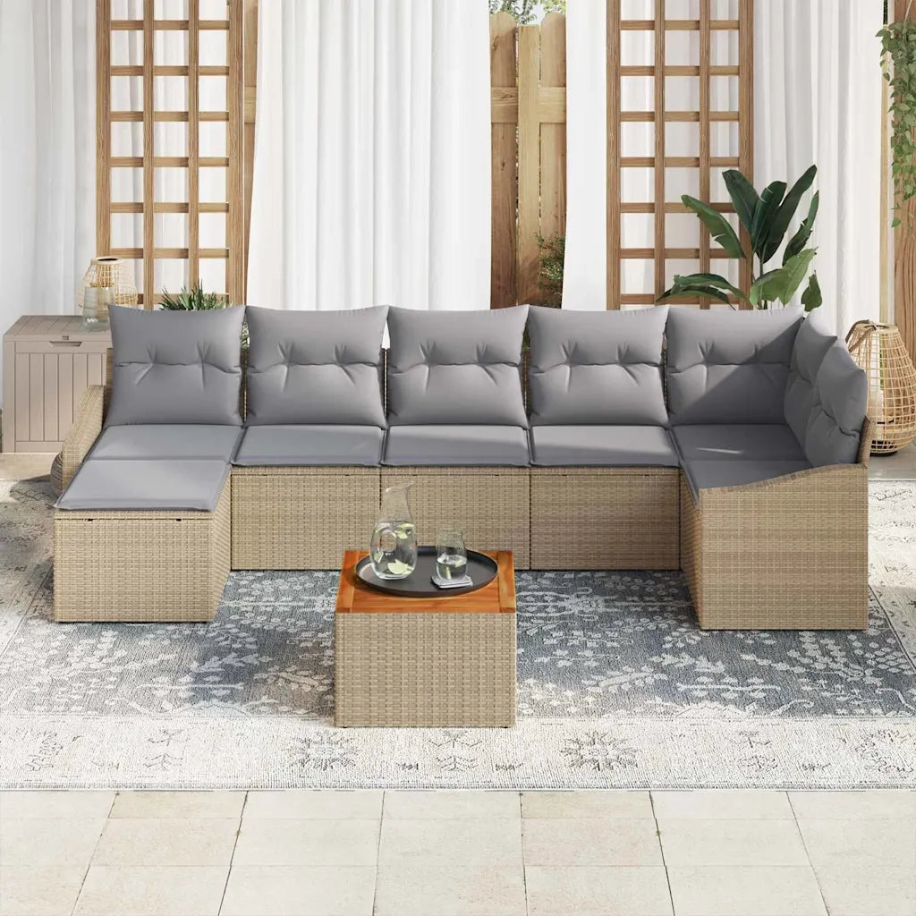 Set Divano da Giardino 8 pcs Beige e Grigio Chiaro polyrattan 3356530