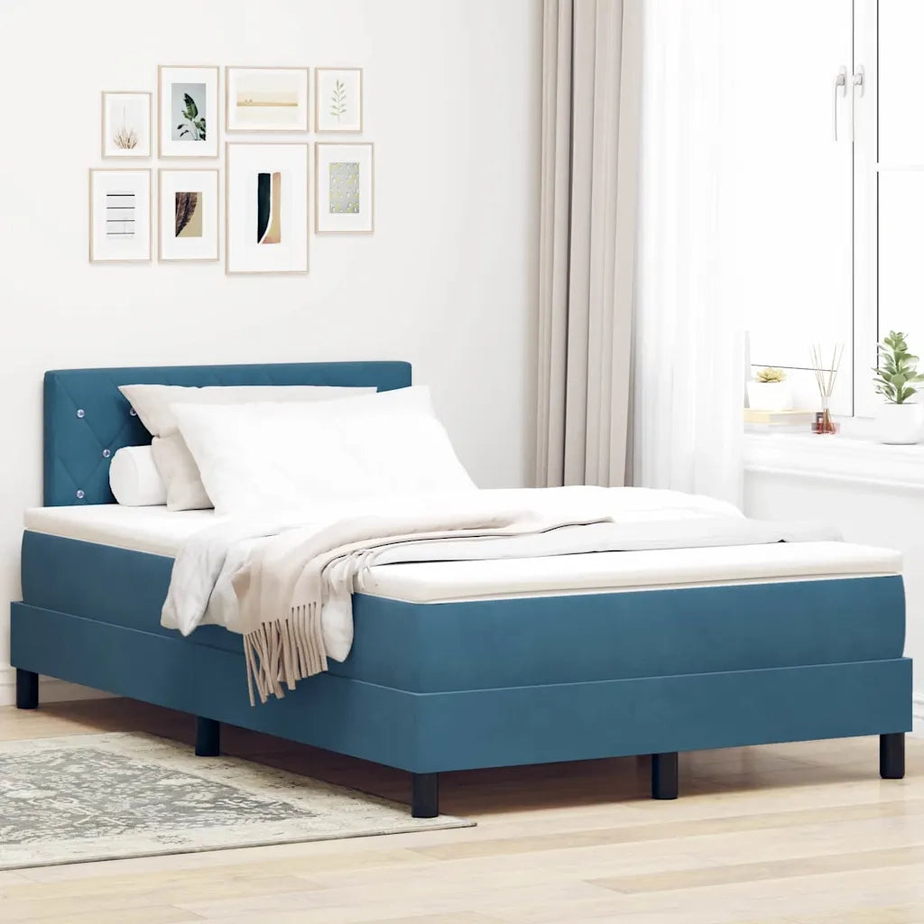 Letto a Sorgente LED con led Blu Scuro 120 x 190 cm Velluto