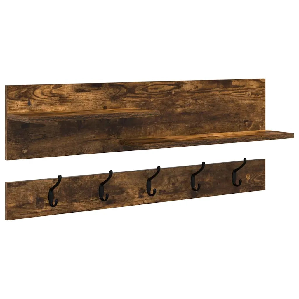 Appendiabiti a muro con lo scaffale Rovere fum¨¦ 90 x 15 x 36 cm CFW5265426