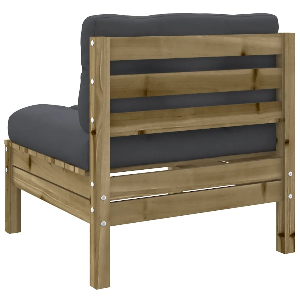 Divani Giardino Senza Braccioli con Cuscini 2pz Pino Impregnato 838164