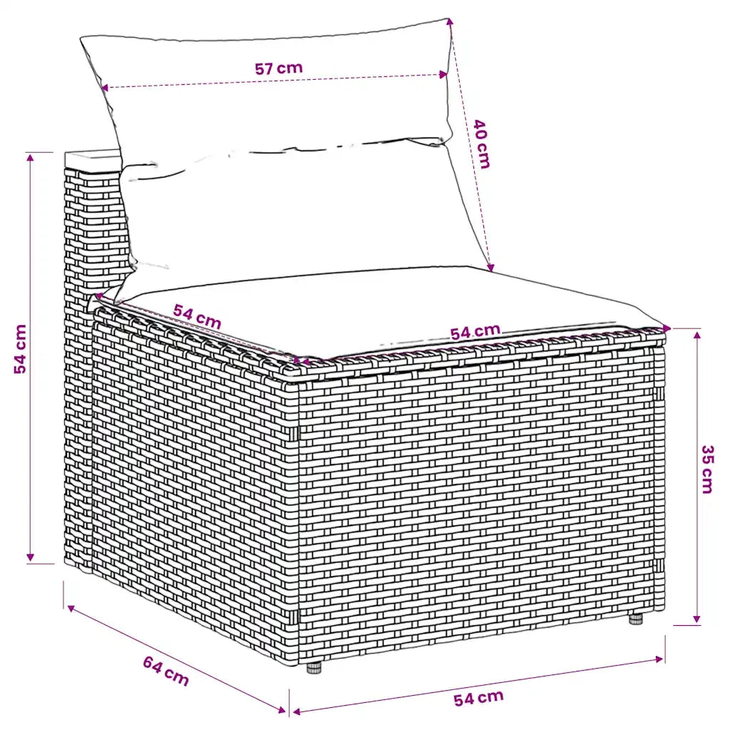 Divano Giardino Senza Braccioli con Cuscini 2pz-Sofa da Giardino-Divanetto da esterno Nero Polyrattan