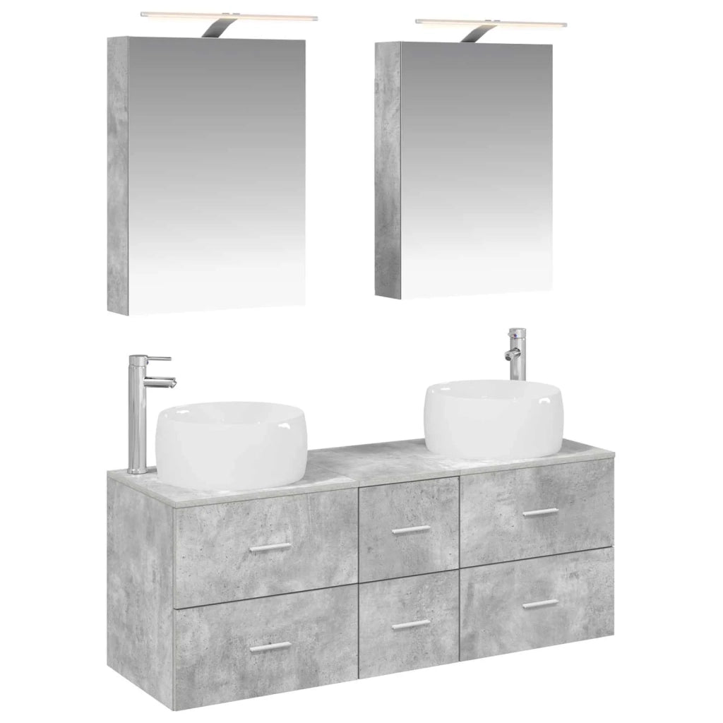 Set di mobili per il bagno 5 pz Grigio Cemento 3407034