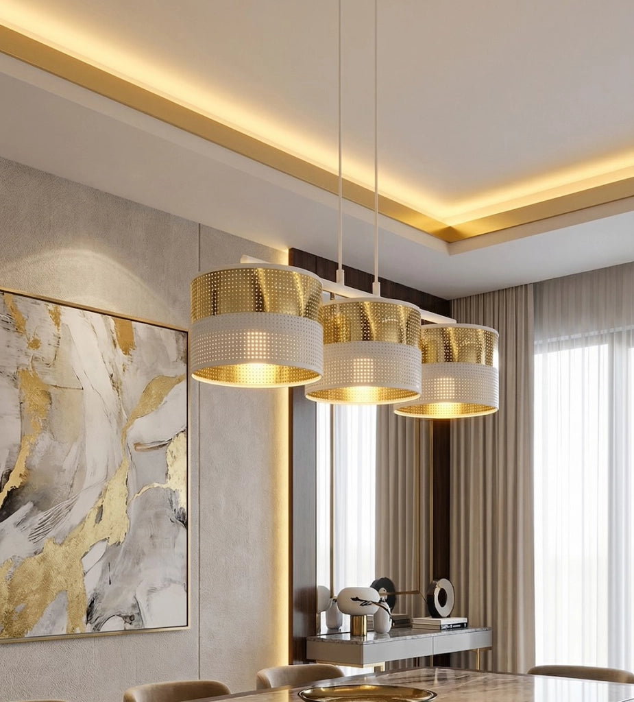 Lampada sospesa LUX bianco oro 3xE27 Emibig