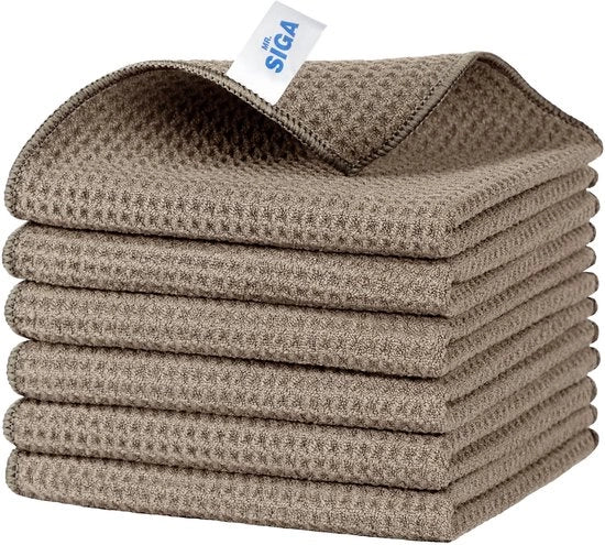 Set di asciugamani microfibra, 6 pezzi, marrone