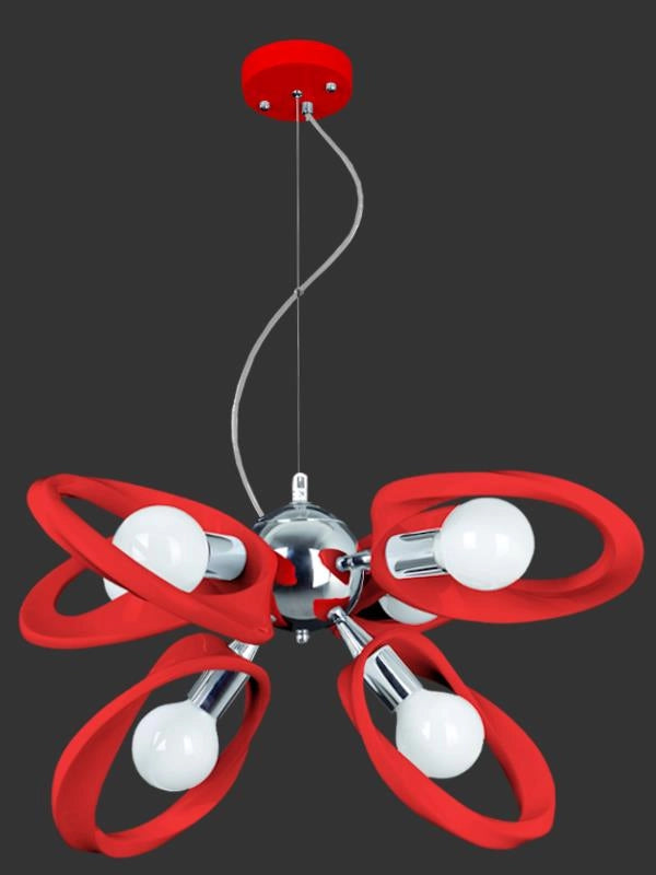 Lampadario Lampex Emma 6 luci rosso E27 acrilico metallo