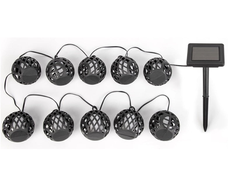 CATENA LUMINOSA A ENERGIA SOLARE CON 10 LANTERNE X 8 MT IN COLORAZIONE NERA