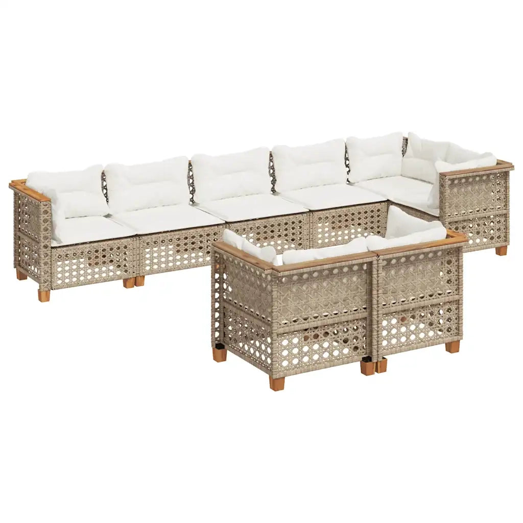 Set Divano da Giardino 8 pz con Cuscini Beige in Polyrattan 3261892