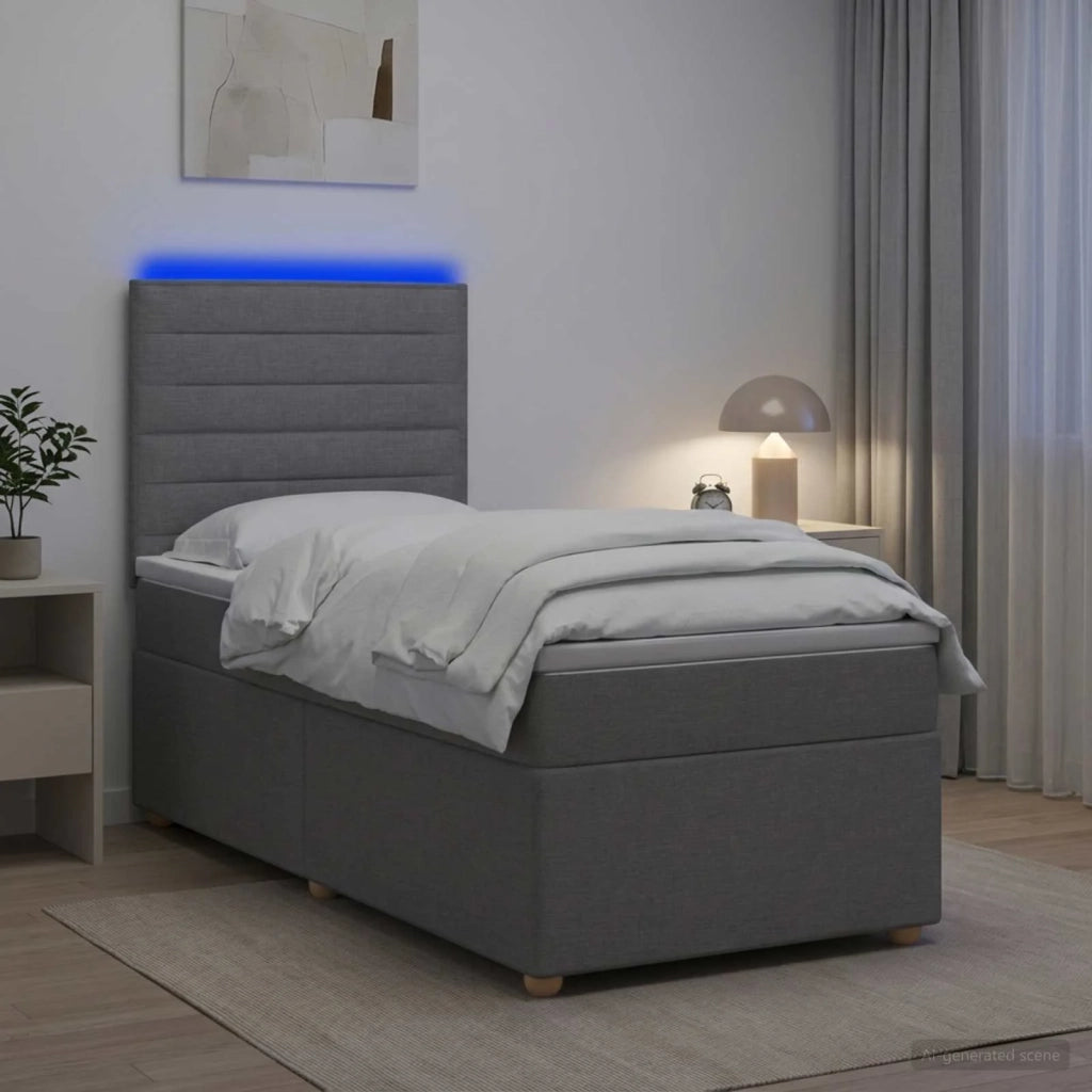 Letto box spring con materasso Grigio Chiaro 100 x 200 cm 3455273