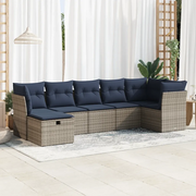 Set Divani da Giardino 7 pz con Cuscini Grigio in Polyrattan 3325307