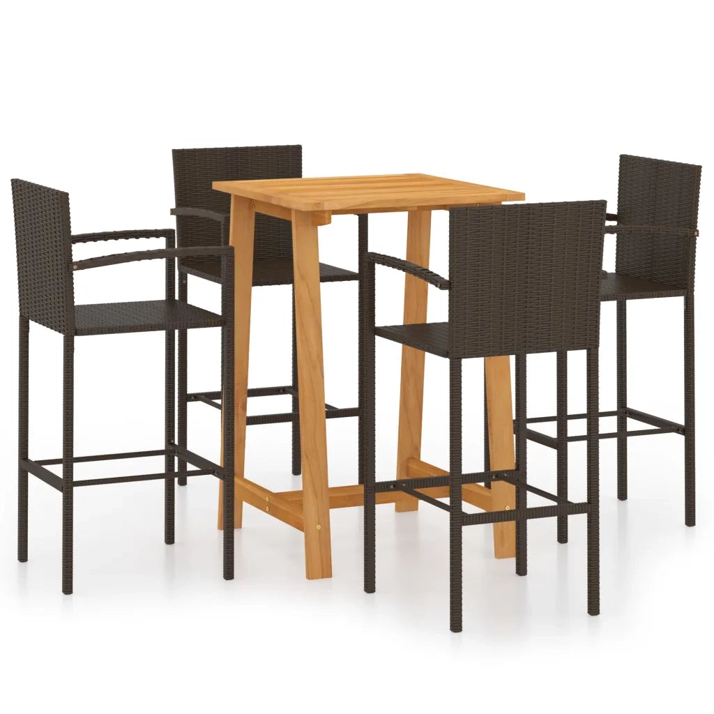 Set Bar da Giardino 5 pz Marrone 3067955