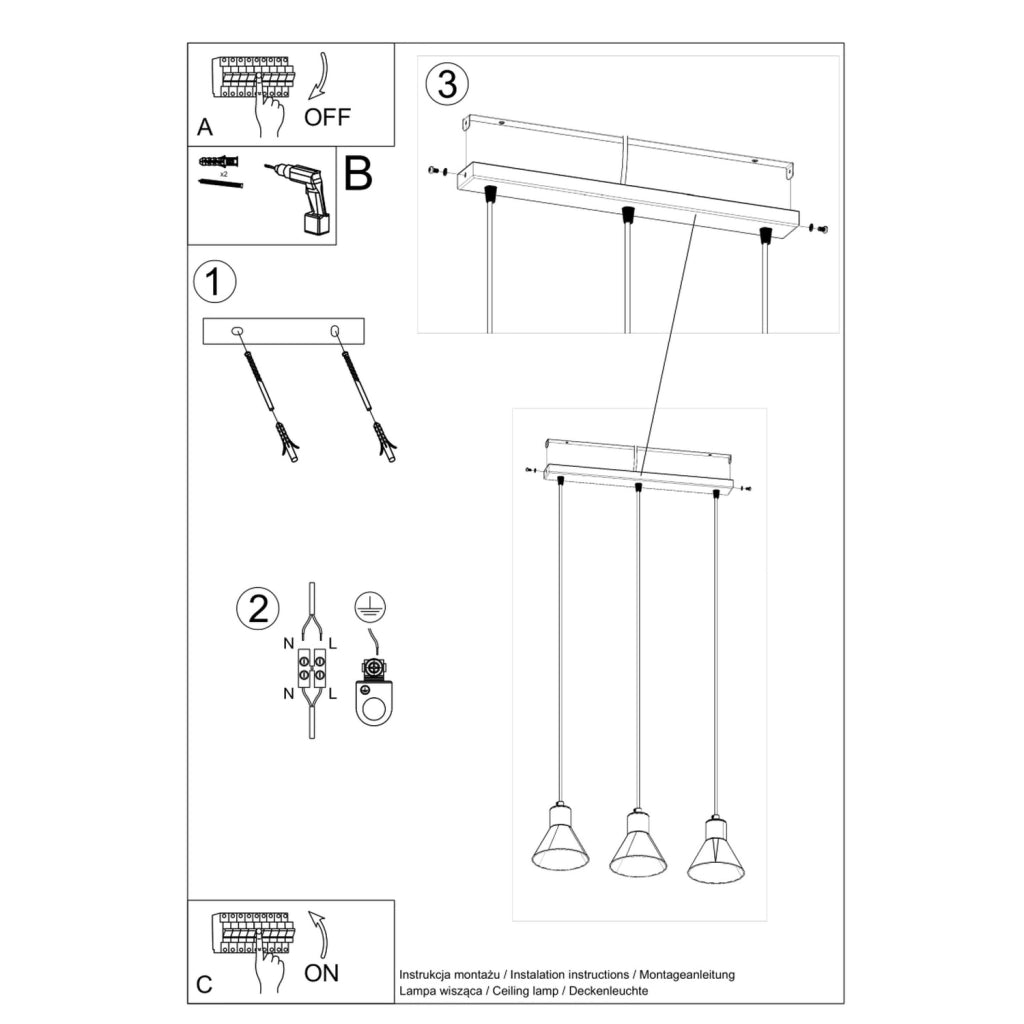 Lampada a sospensione TALEJA 3 bianco [ES111]