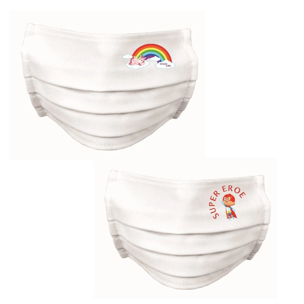10 PZ MASCHERINE BAMBINI SORRISO FANTASIE MISTE M/F IDROREPELLENTE- Baby Sorriso 3-6 Anni- senza- pezzi 1