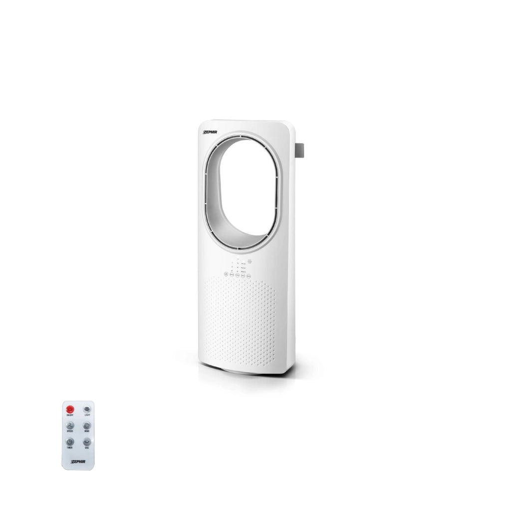 Zephir PH88BL Ventilatore a Torre Senza Pale Oscillante con Telecomando, Display LED, Timer 15 Ore, 3 Velocità e 3 Modalità d’Aria, 50W