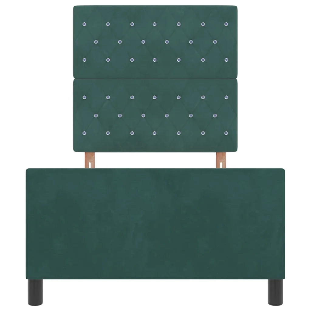 Letto a molle con testiera Verde Scuro 90 x 190 cm Velluto