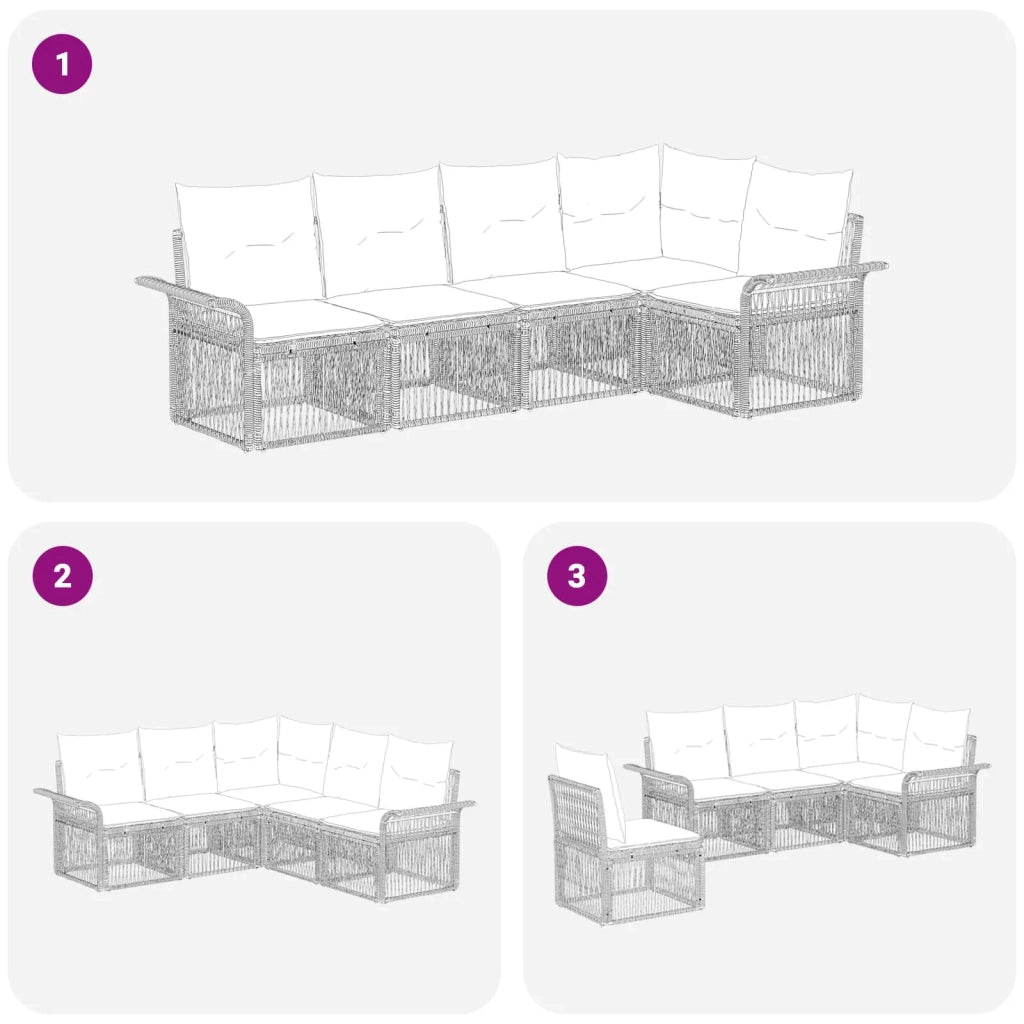 Set Divano da Giardino 5 pz Beige polyrattan 3434829