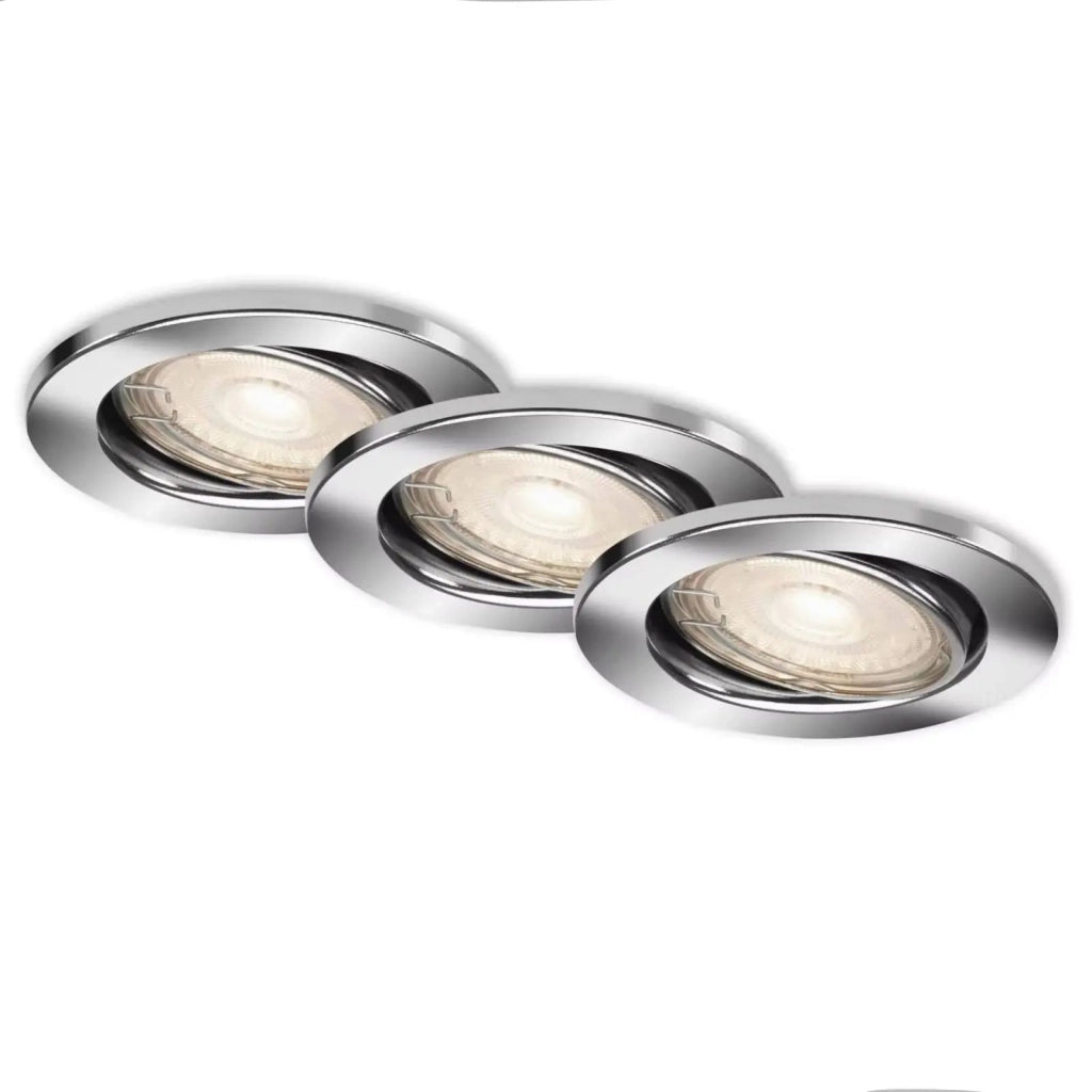 Set 3 faretti Sten da incasso orientabili GU10 Ø 8,6 cm cromo