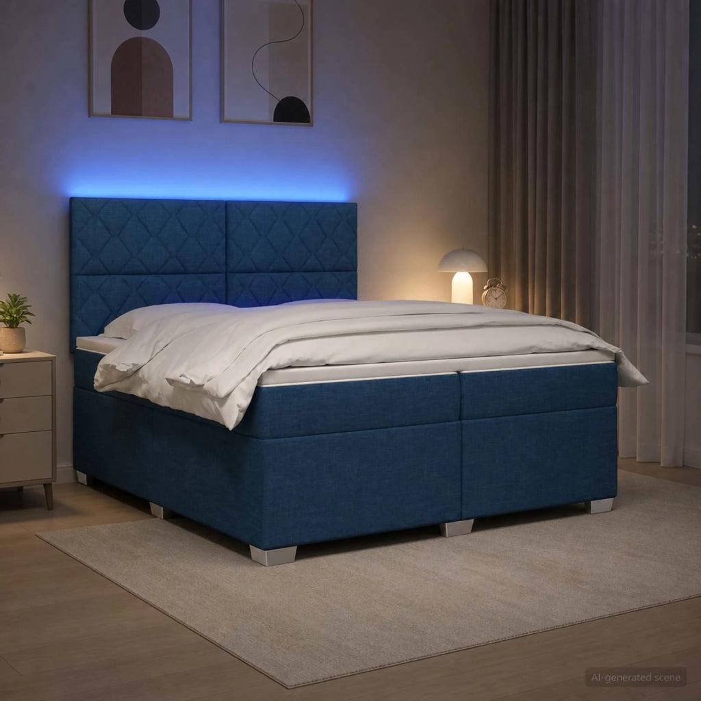 Letto box spring con materasso Blu 200 x 200 cm Tessuto 3454963
