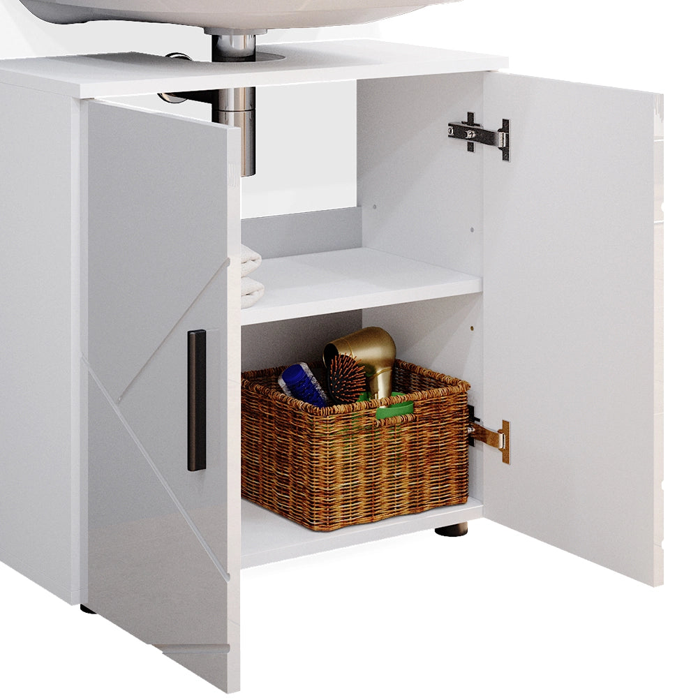 Vicco Set mobili bagno Bianco lucido 3 pezzi, con base 60 cm