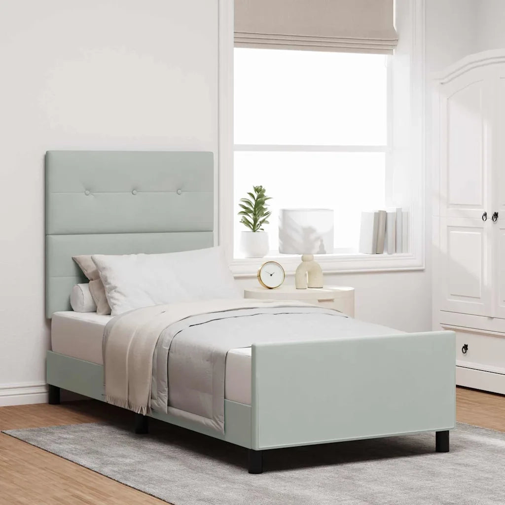 Letto a molle con testiera Grigio chiaro 100 x 200 cm Velluto 3344921