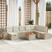 Set Divano da Giardino con cuscino 9 pcs Beige polyrattan