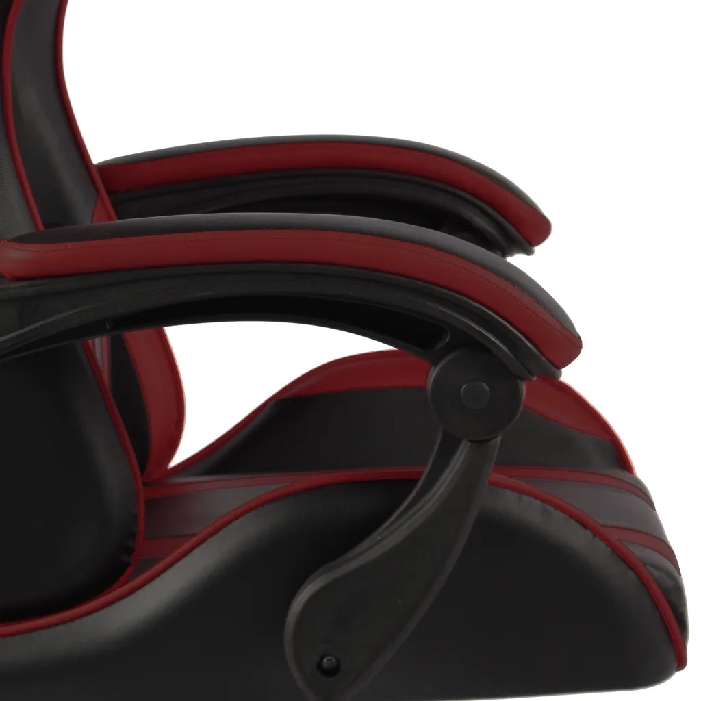 Sedia da Ufficio | Sedia da Gaming con Poggiapiedi Nero e Rosso Vino in Similpelle